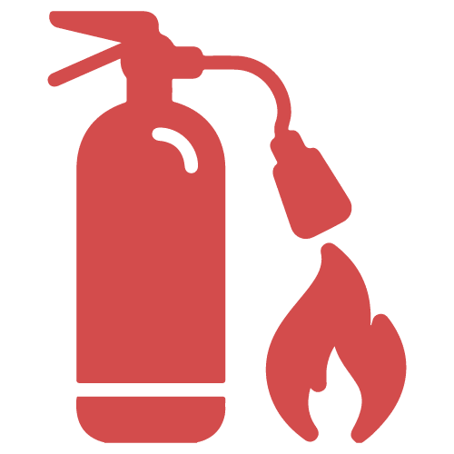 icona con estintore e fiamma per impianti antincendio